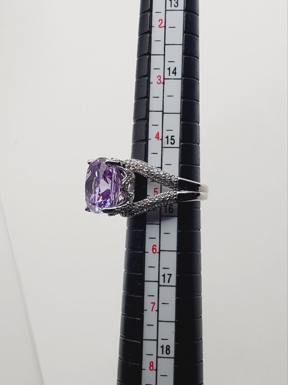 9.5 Carat Lavendar Cushion Cut Solitaire Ring - Rhodium Over 925 Sterling Silver - Picture 8 of 11